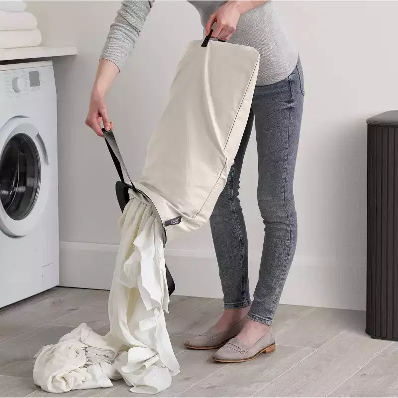 Panier à linge en bambou 90L avec séparation - Noir de carbone
