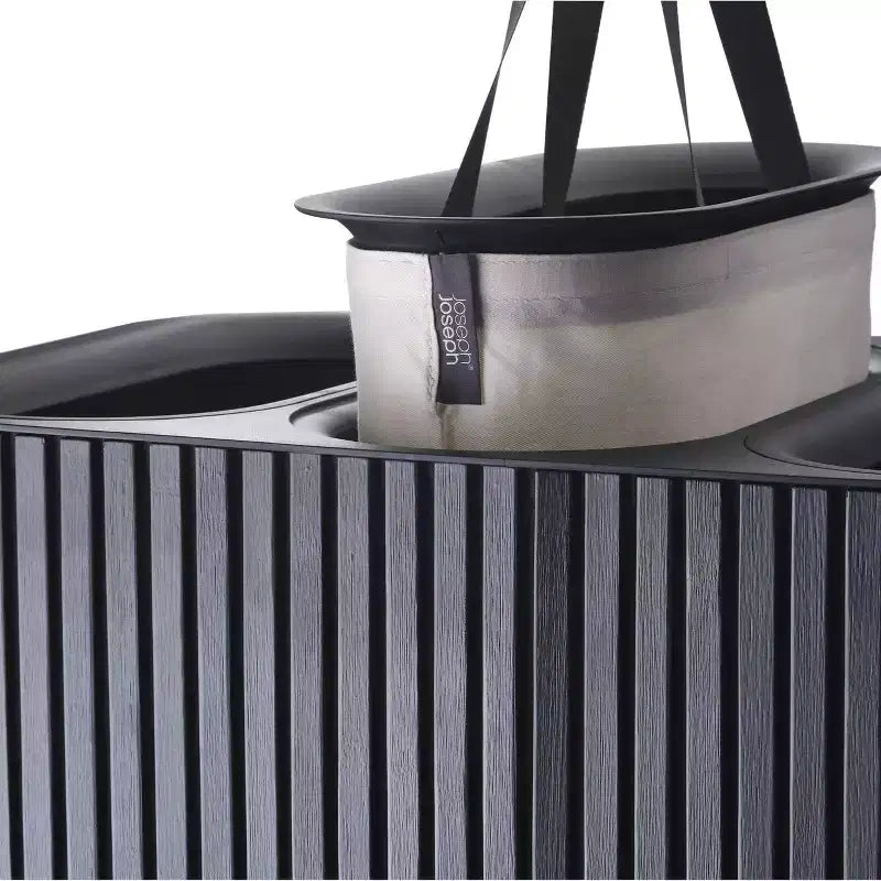 Panier à linge en bambou 90L avec séparation - Noir de carbone
