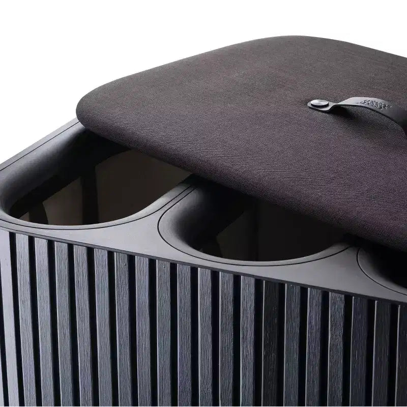 Panier à linge en bambou 90L avec séparation - Noir de carbone