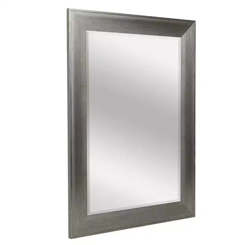 29.5" x 35.5" Metallic Raised Lip Frame Mirror Gray - Head West: Modern Rectangle Beveled Glass Wall Mount