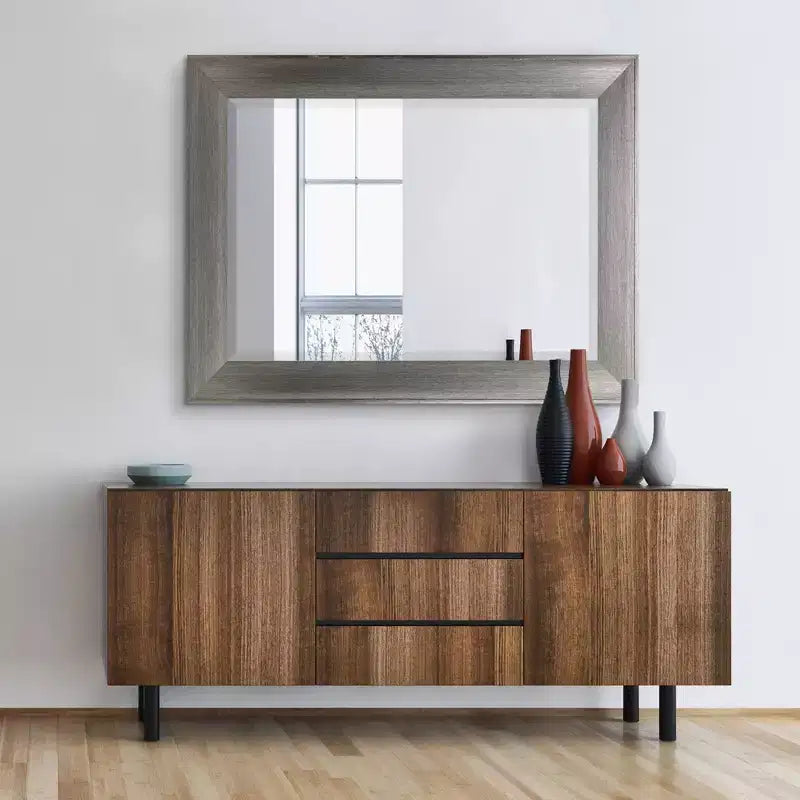 Miroir à cadre à rebord surélevé métallique