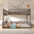 FAMYYT Queen Size Wood Bed?With Fence-shaped Guardrail ladder Easy Assembly