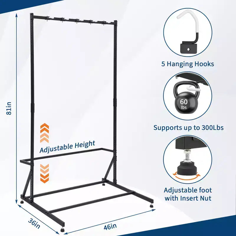 Support de rangement autoportant pour 5 vélos avec une capacité de 136 kg Organisateur robuste pour maintenir les vélos en toute sécurité et stabilité pour les jardins avant et arrière