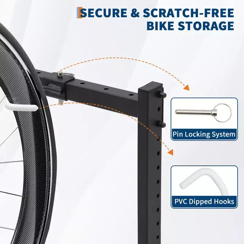 Support de rangement autoportant pour 5 vélos avec une capacité de 136 kg Organisateur robuste pour maintenir les vélos en toute sécurité et stabilité pour les jardins avant et arrière