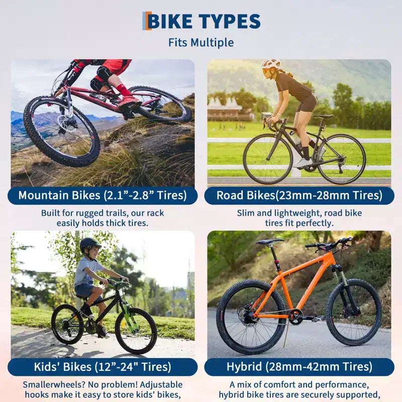 Support de rangement autoportant pour 5 vélos avec une capacité de 136 kg Organisateur robuste pour maintenir les vélos en toute sécurité et stabilité pour les jardins avant et arrière