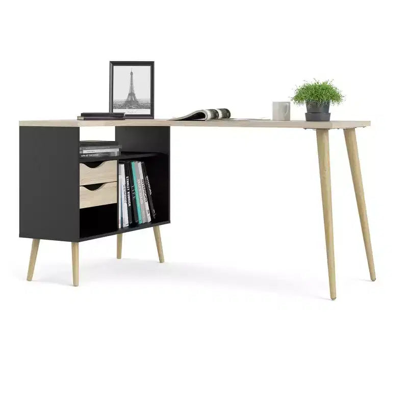 Bureau 2 tiroirs et 3 étagères