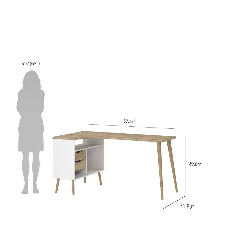 Bureau 2 tiroirs et 3 étagères