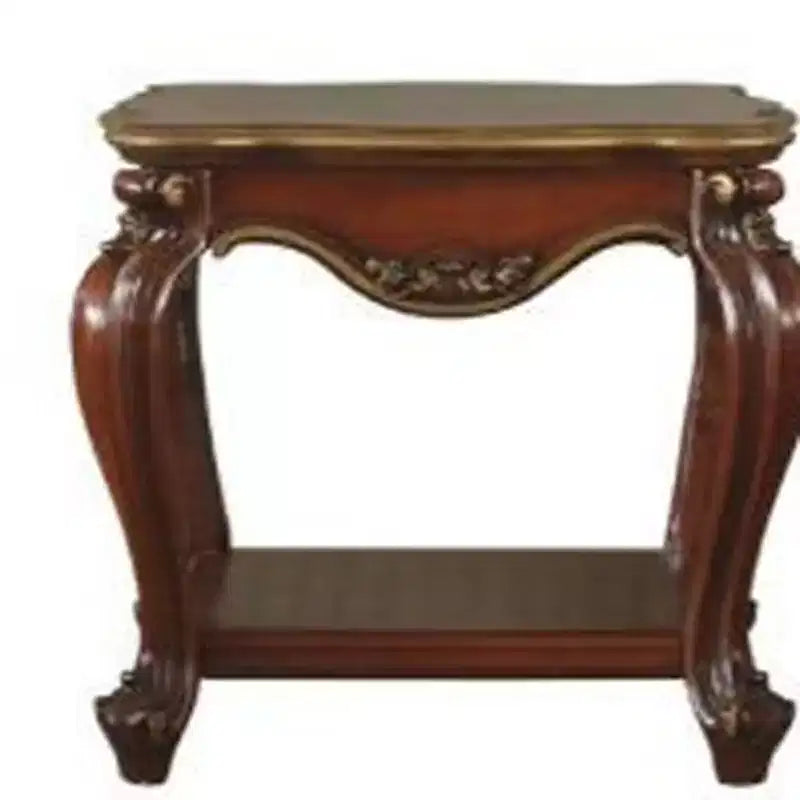 Table d'appoint carrée en bois massif de chêne avec étagère, 61 cm