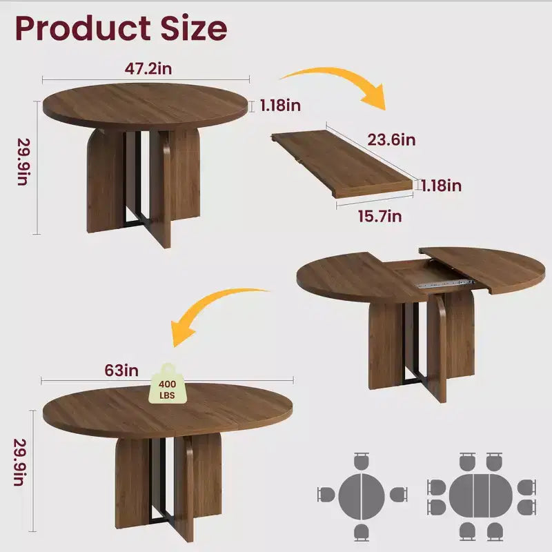 Table à manger ronde extensible