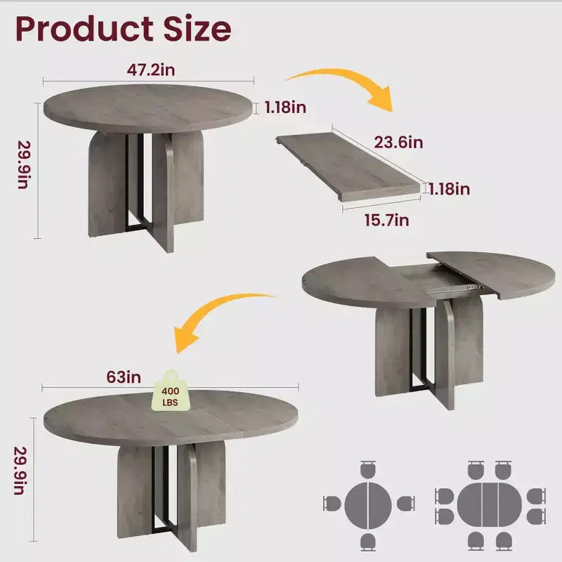 Table à manger ronde extensible