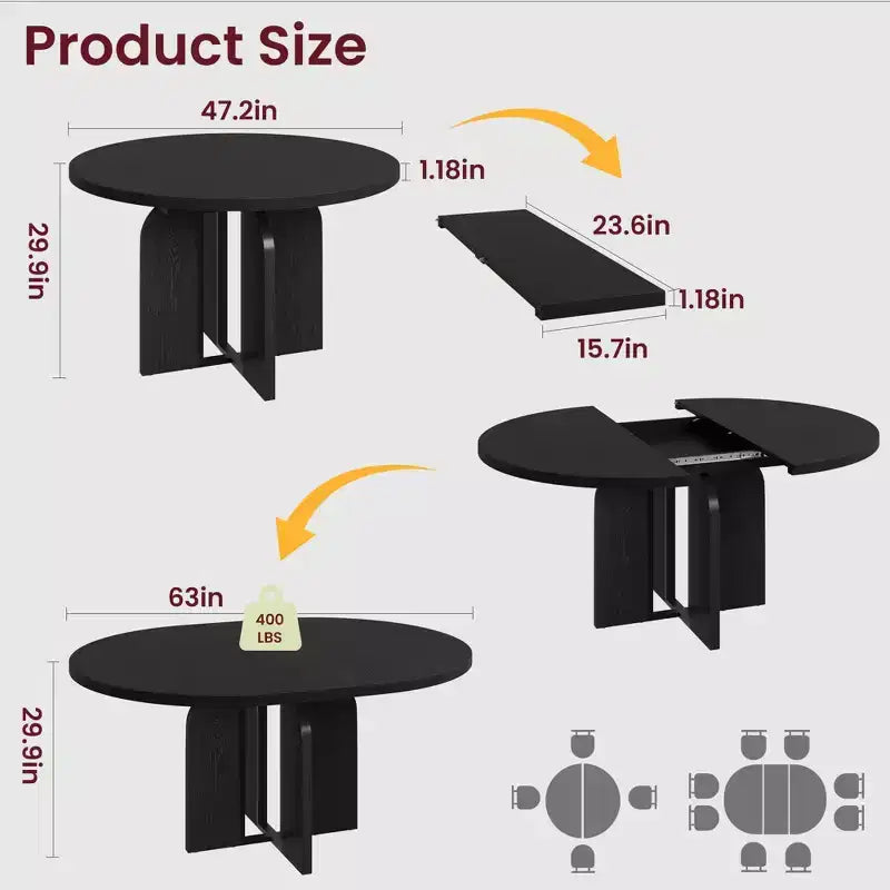 Table à manger ronde extensible