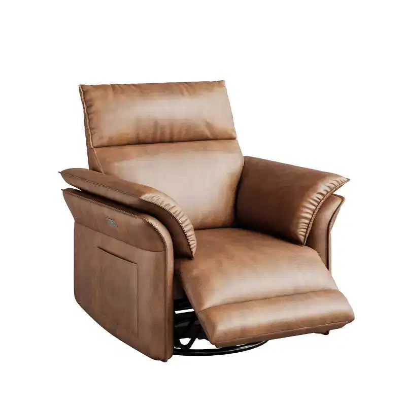 Fauteuil Inclinable Électrique Fauteuil à Bascule Pivotant Moderne à 270° Accoudoirs Doubles Courbés Pour Salon