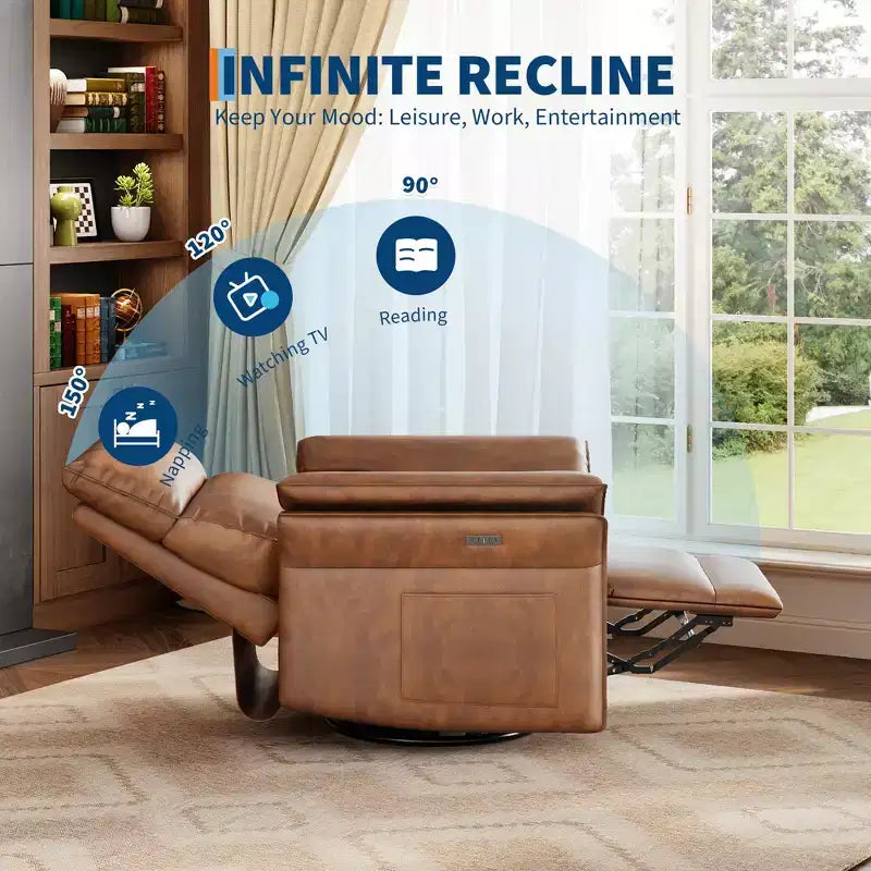 Fauteuil Inclinable Électrique Fauteuil à Bascule Pivotant Moderne à 270° Accoudoirs Doubles Courbés Pour Salon