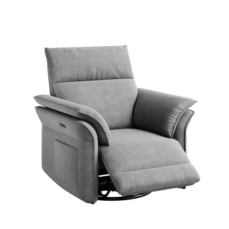 Fauteuil Inclinable Électrique Fauteuil à Bascule Pivotant Moderne à 270° Accoudoirs Doubles Courbés Pour Salon