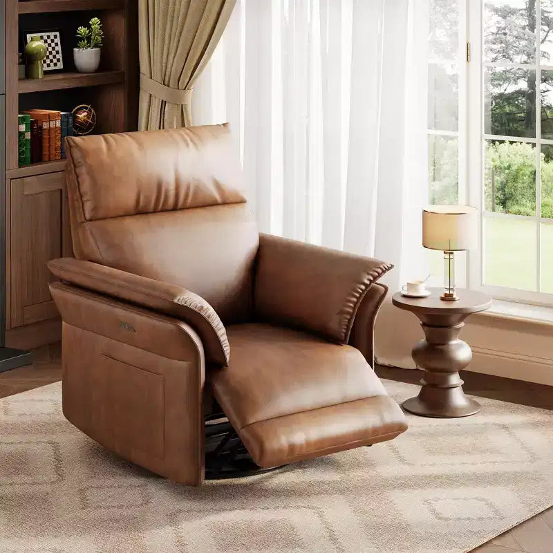 Fauteuil Inclinable Électrique Fauteuil à Bascule Pivotant Moderne à 270° Accoudoirs Doubles Courbés Pour Salon