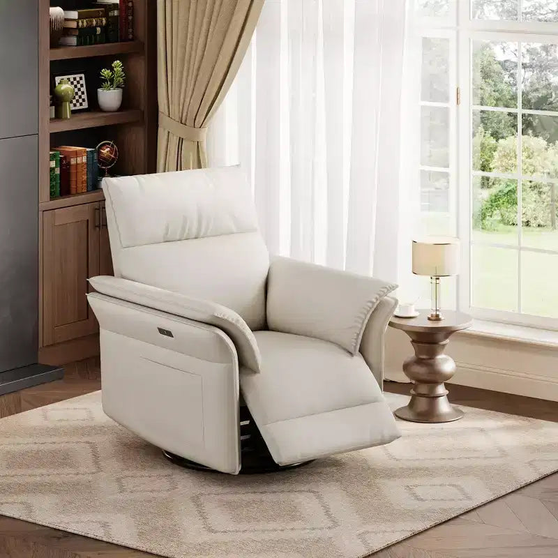 Fauteuil Inclinable Électrique Fauteuil à Bascule Pivotant Moderne à 270° Accoudoirs Doubles Courbés Pour Salon
