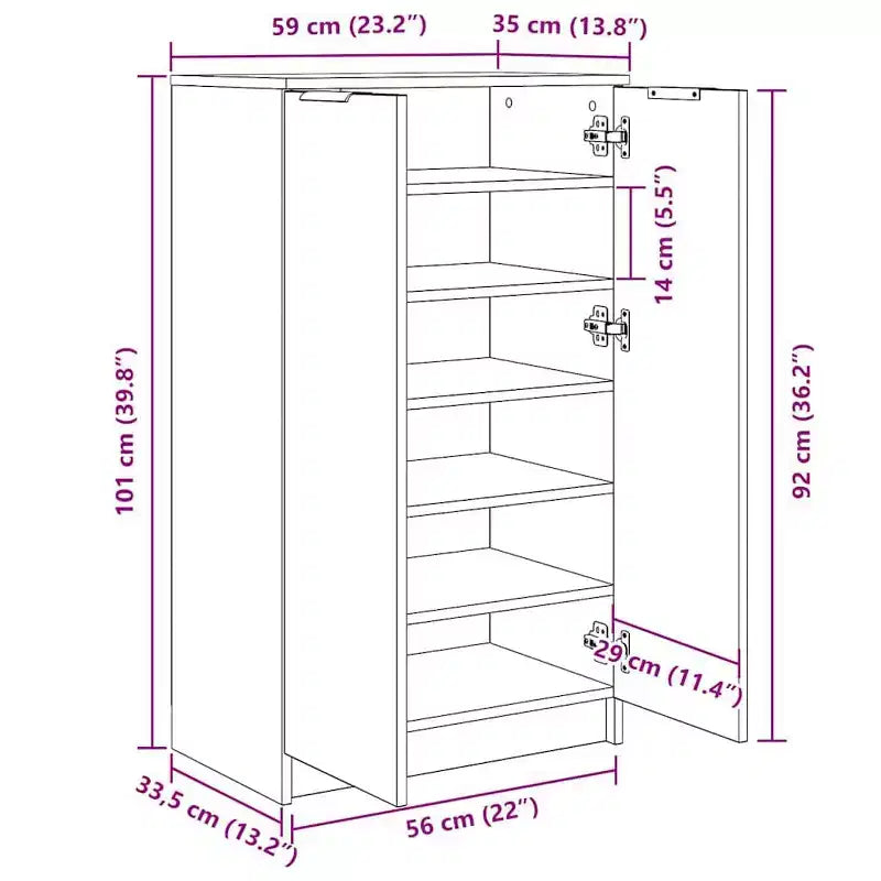 Meuble à chaussures en bois d'ingénierie aspect chêne
