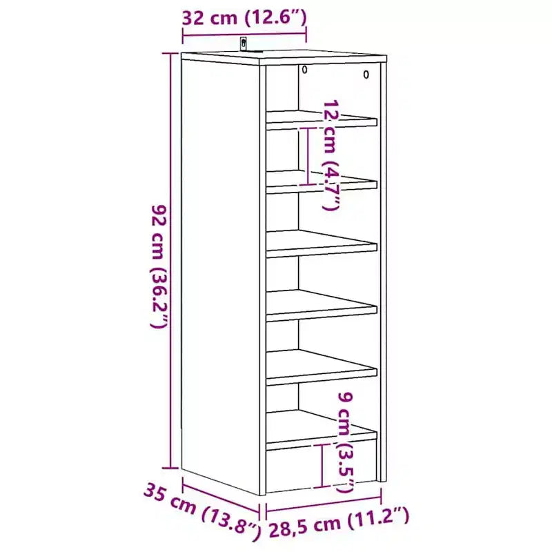 Meuble à chaussures en bois d'ingénierie gris béton, meuble à chaussures de taille moyenne