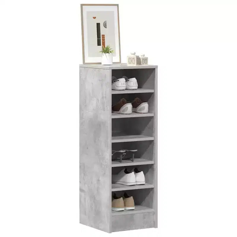 Meuble à chaussures en bois d'ingénierie gris béton, meuble à chaussures de taille moyenne