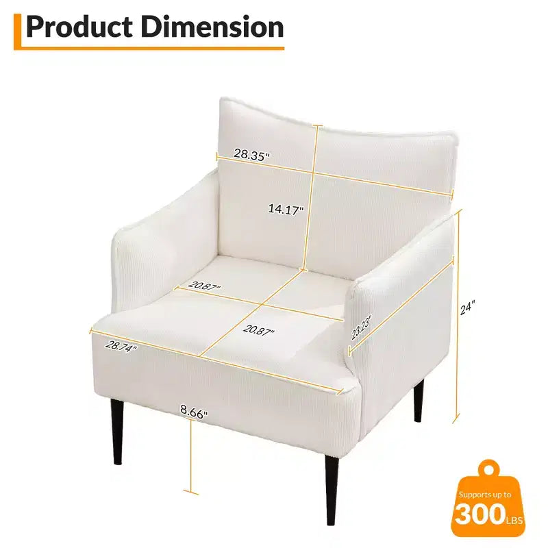 Fauteuil d'appoint moderne en velours côtelé