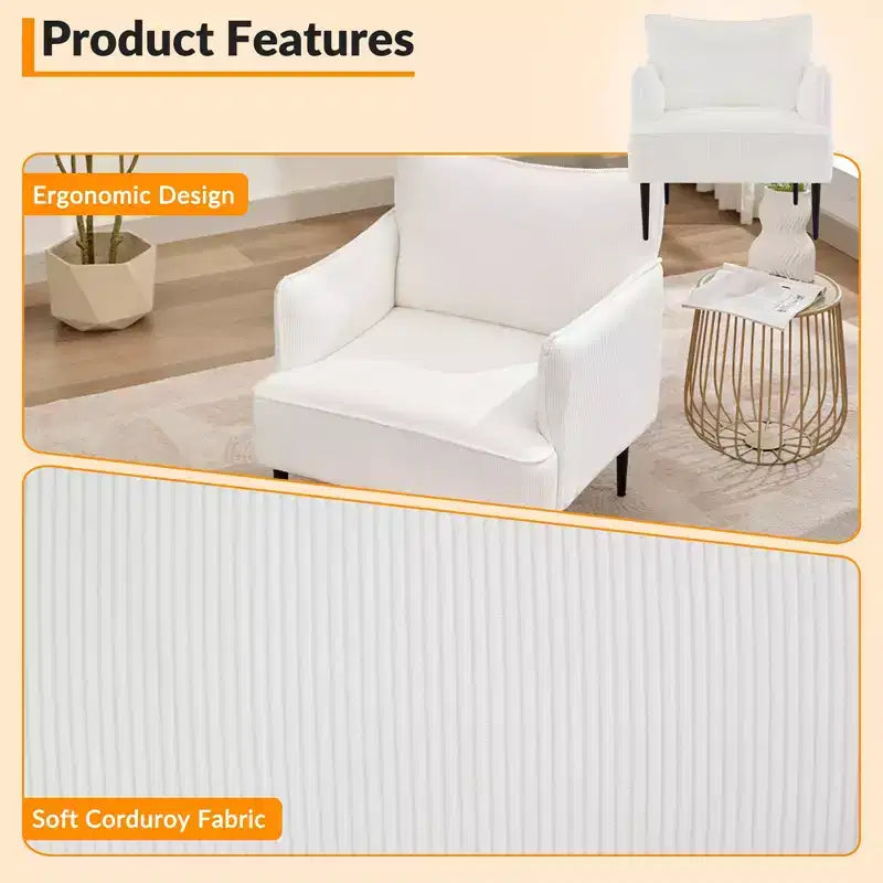 Fauteuil d'appoint moderne en velours côtelé