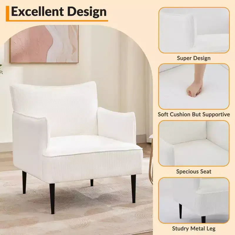 Fauteuil d'appoint moderne en velours côtelé