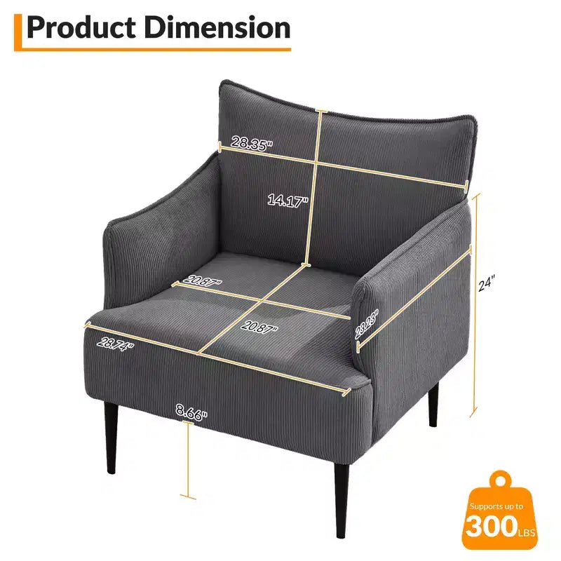 Fauteuil d'appoint moderne en velours côtelé