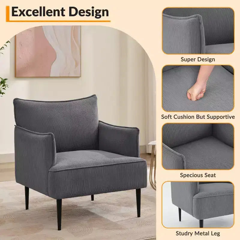 Fauteuil d'appoint moderne en velours côtelé