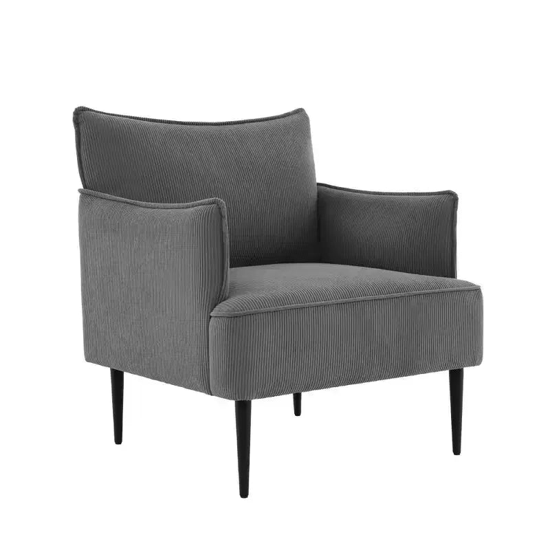 Modern Corduroy Accent Chair Padded Armrests Compact Upholstered Armchair with Metal Legs 300 lb Capacity for Living Room or Bedroom