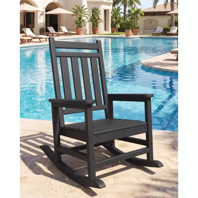 Lot de 2 fauteuils à bascule d'extérieur surdimensionnés en PEHD, bascule de patio robuste avec dossier haut pour véranda, jardin, balcon