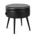 GustoWave Round Storage Ottoman Stool Hidden Storage Synthetic Leather Seat 330-Lb Capacity