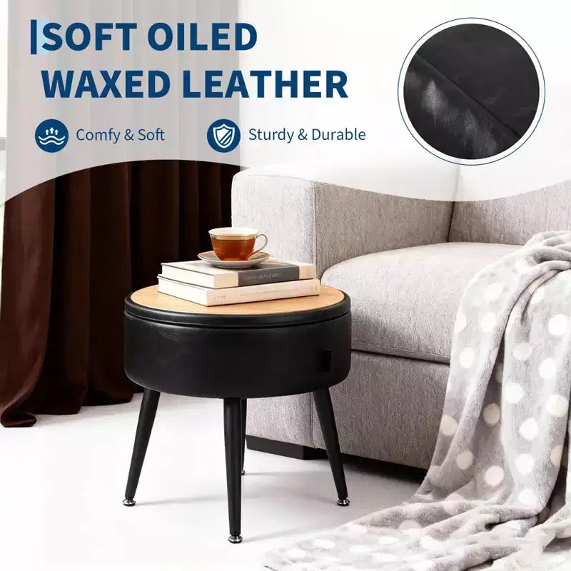 Pouffe de rangement rond