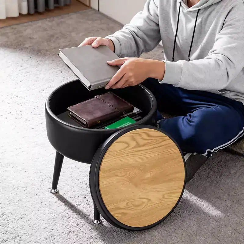 Pouffe de rangement rond