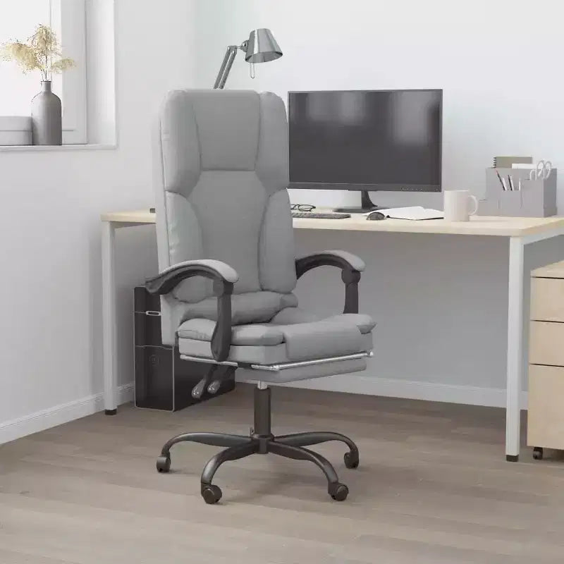 Fauteuil de bureau massant Gris clair Polyester (tissu) Métal Contreplaqué