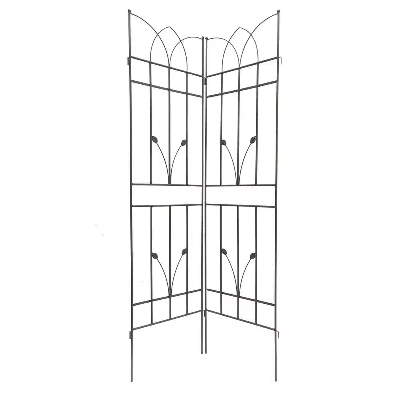 Lot de 2 treillis de jardin en métal marron antirouille de 180 x 45 cm pour plantes grimpantes