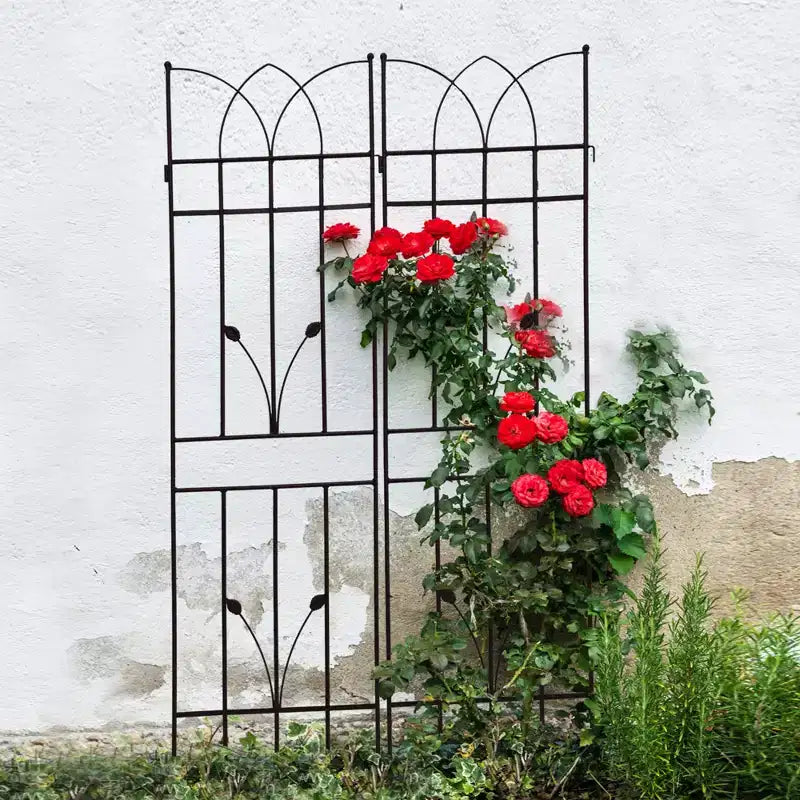 Lot de 2 treillis de jardin en métal marron antirouille de 180 x 45 cm pour plantes grimpantes