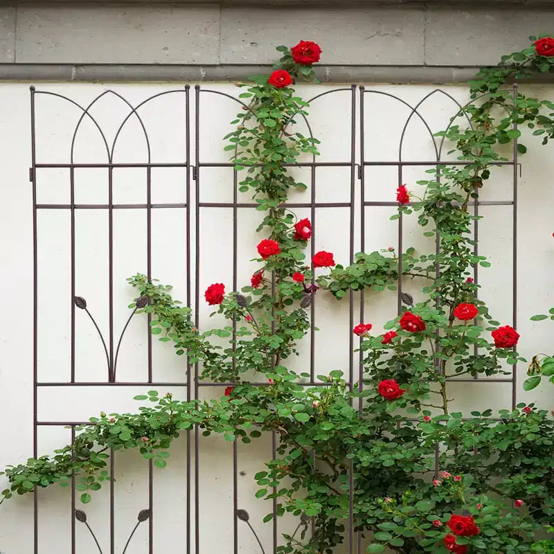 Lot de 2 treillis de jardin en métal marron antirouille de 180 x 45 cm pour plantes grimpantes