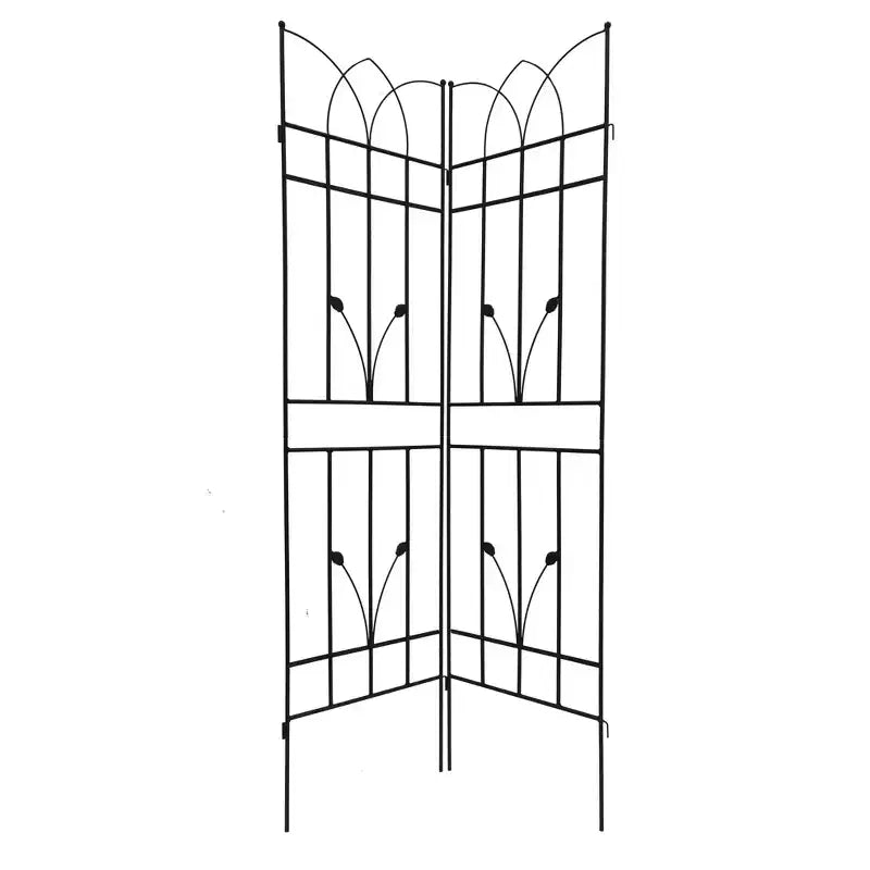 Lot de 2 treillis de jardin en métal marron antirouille de 180 x 45 cm pour plantes grimpantes