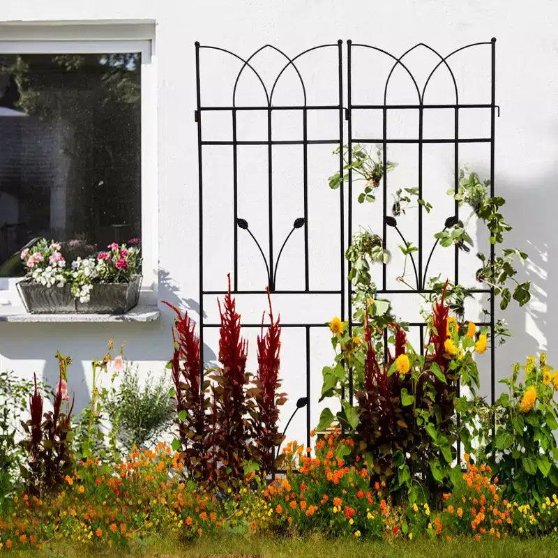 Lot de 2 treillis de jardin en métal marron antirouille de 180 x 45 cm pour plantes grimpantes