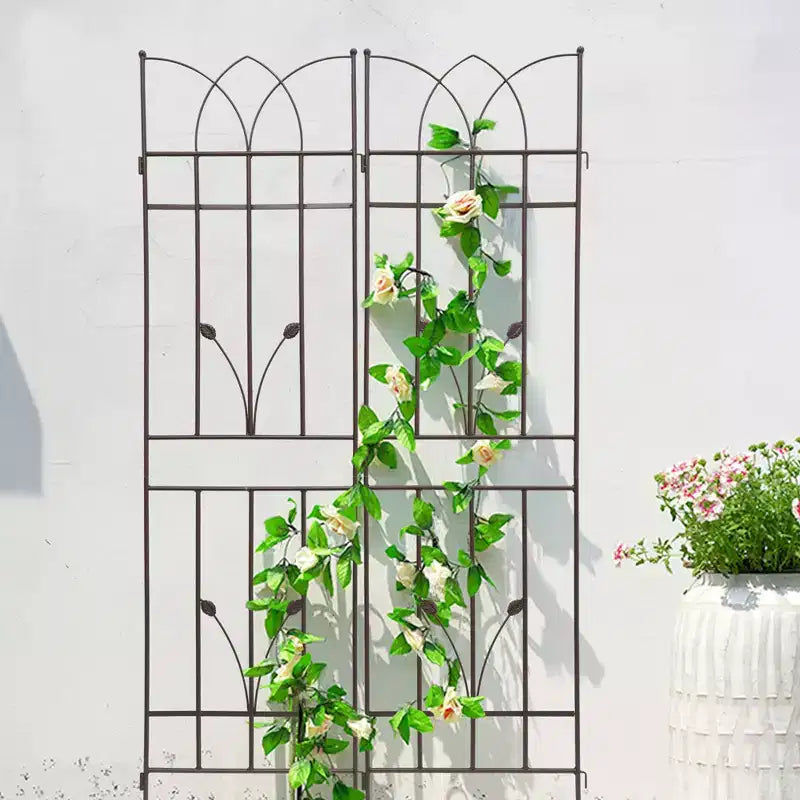 Lot de 2 treillis de jardin en métal marron antirouille de 180 x 45 cm pour plantes grimpantes