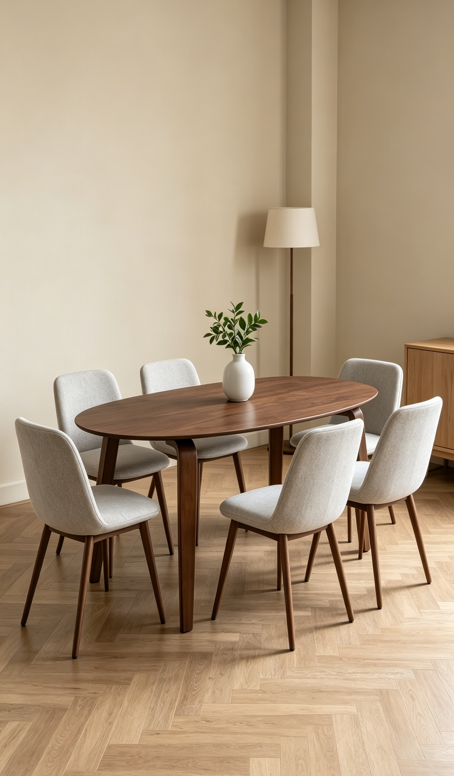 Table à manger ovale en noyer, style Mid-Century Modern