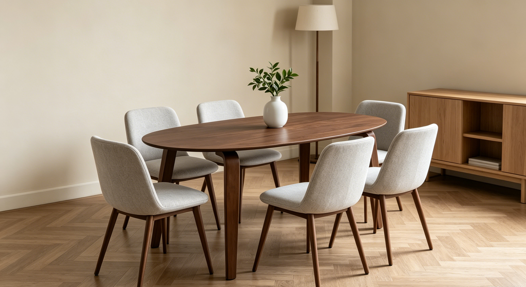 Table à manger ovale en noyer, style Mid-Century Modern