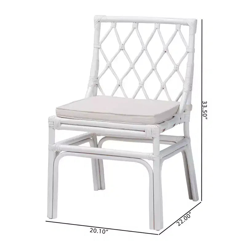 Chaise de salle à manger en rotin blanc