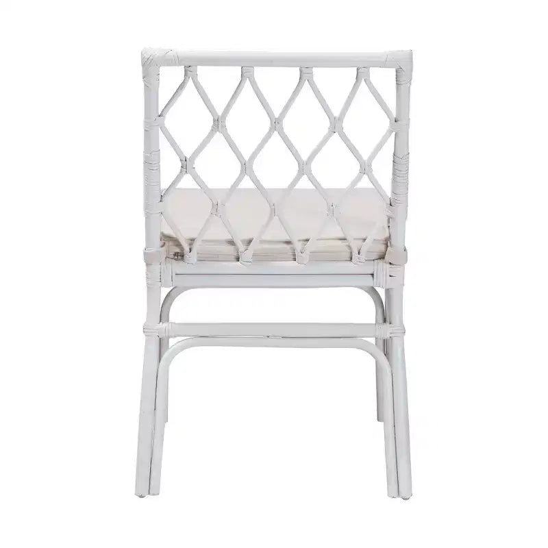 Chaise de salle à manger en rotin blanc