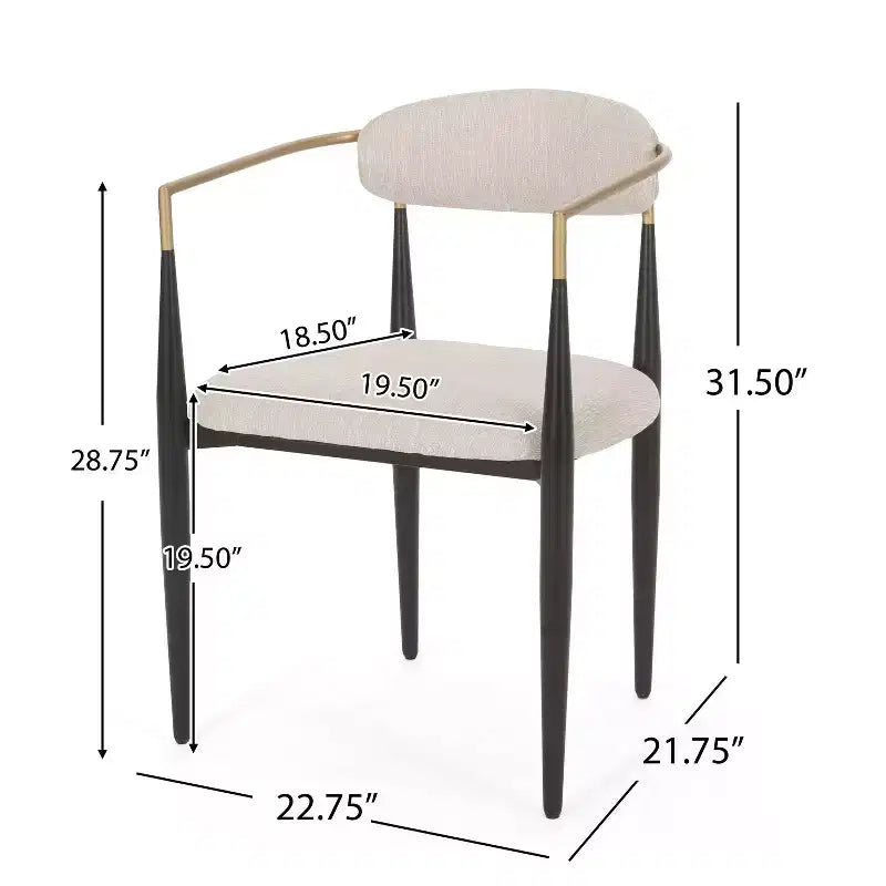 Chaise de salle à manger capitonnée en fer forgé