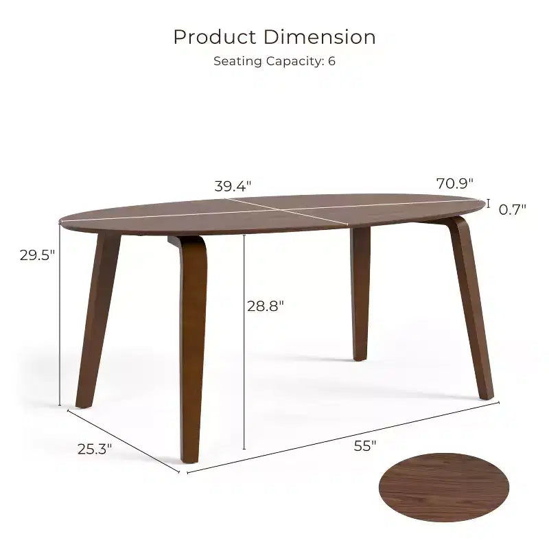 Table à manger ovale en noyer, style Mid-Century Modern