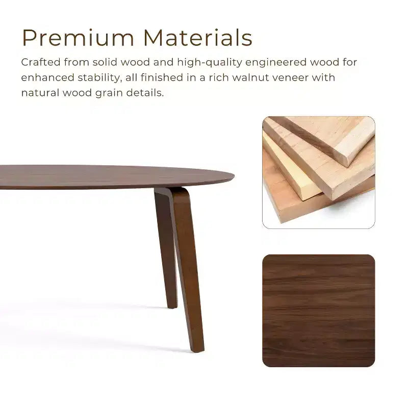 Table à manger ovale en noyer, style Mid-Century Modern