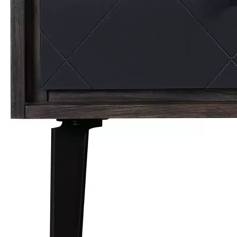 Table de chevet Cross en chêne massif et métal gris foncé