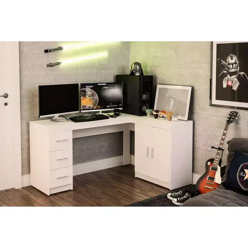 Bureau d'angle blanc