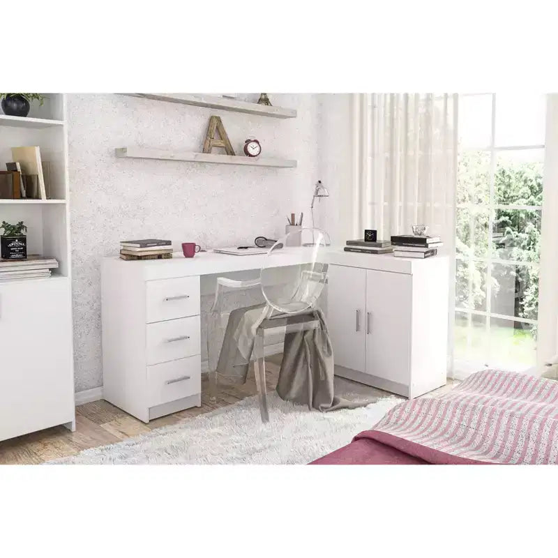 Bureau d'angle blanc
